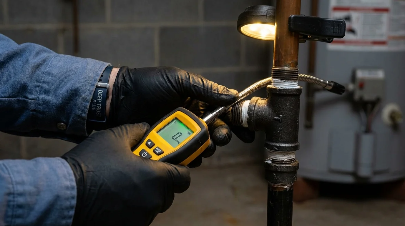 Gas leak detection with electronic sniffer by Johns Plumbing LLC in West Springfield