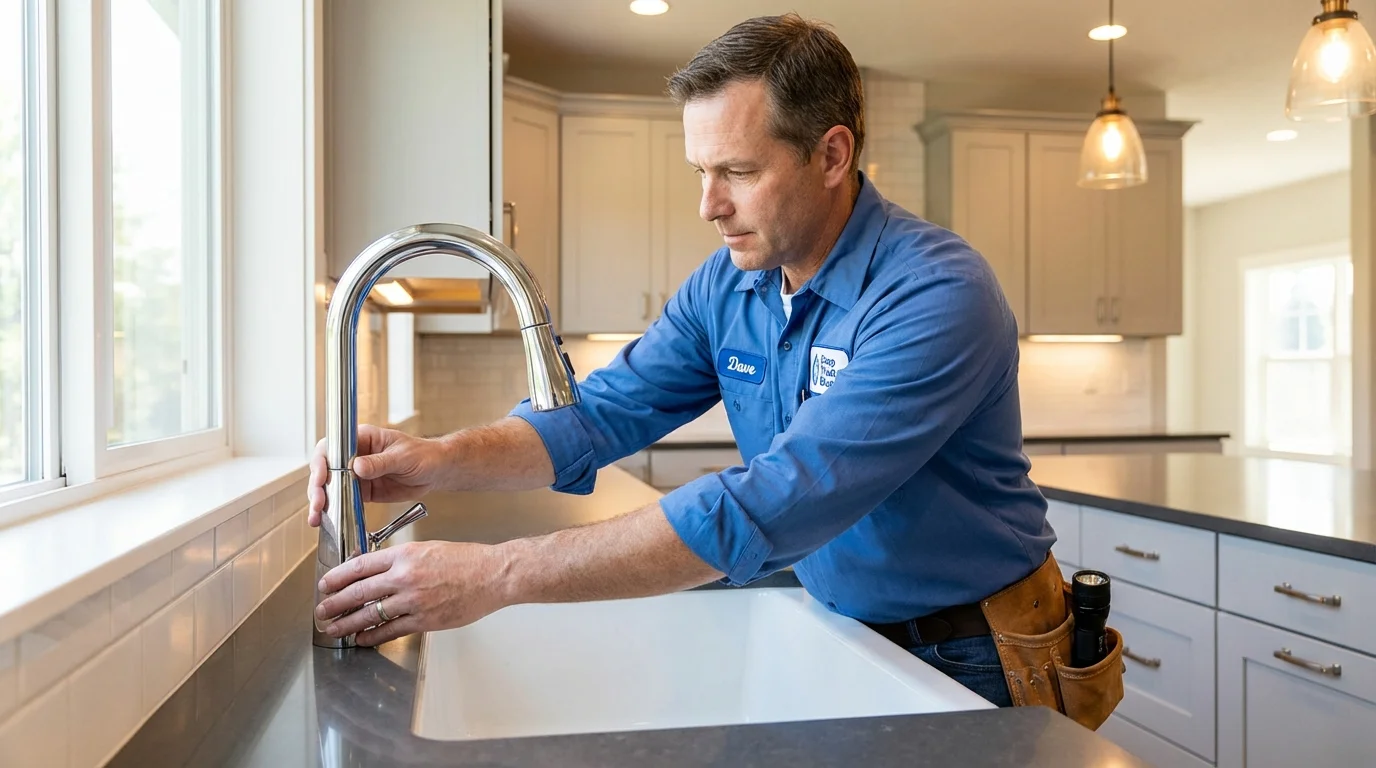 Kitchen faucet installation by Johns Plumbing LLC in West Springfield
